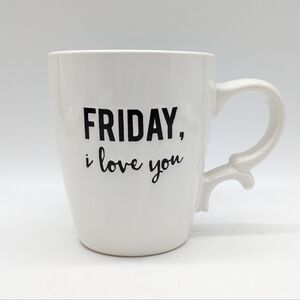 TAG White Black Friday I Love You Ceramic Heart Accent Interior Coffee Mug